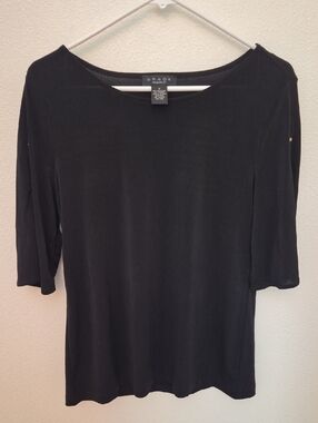 Grace Black Scoop Neck Elbow Sleeve Top